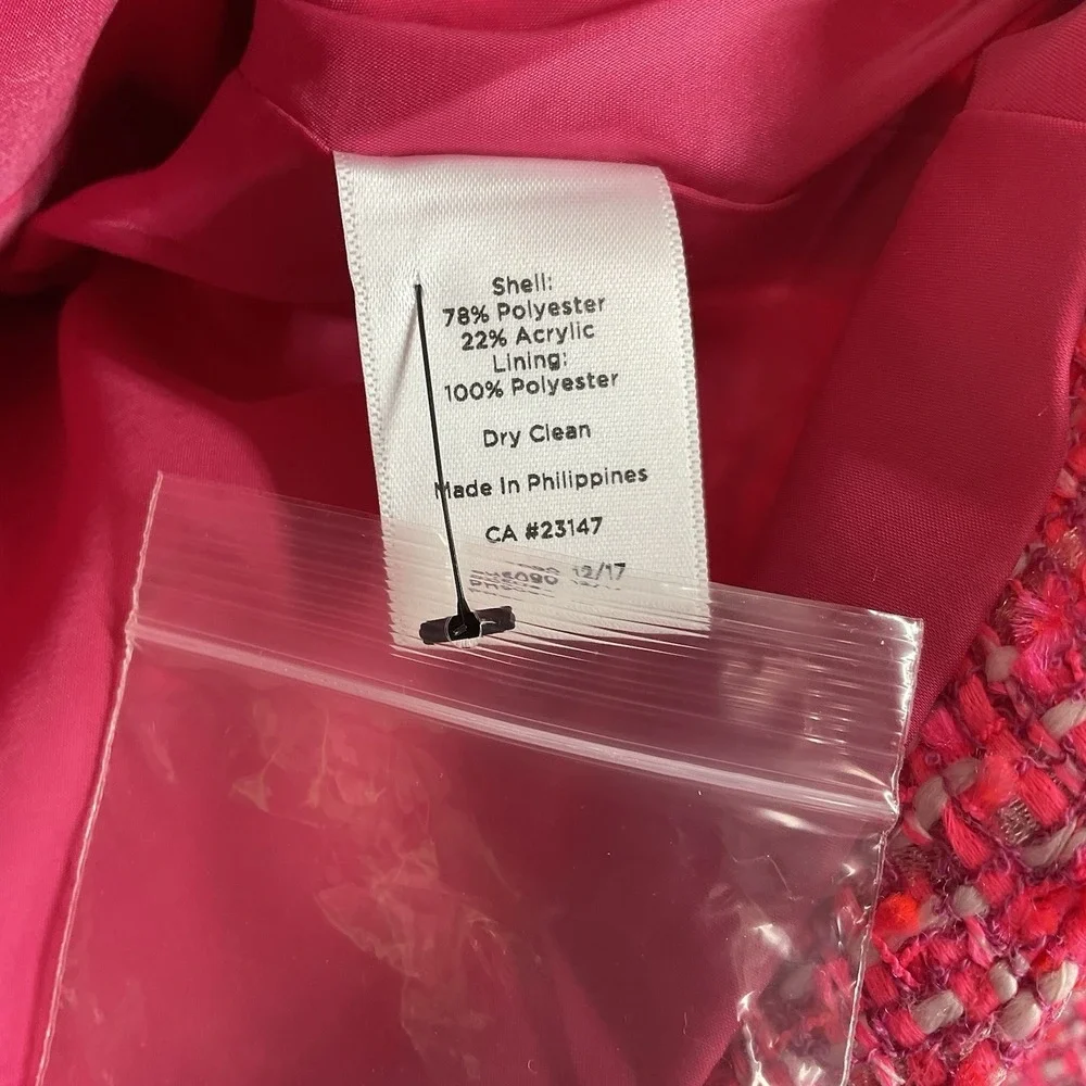Talbots Pink Tweed Peplum Blazer Sz 6 Jacket Career Church Preppy New$169 Barbie